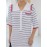 Striped Pattern Pocket Front Single Breasted Foldover Collar Sweater Dress