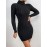 High Neck Cable Knit Bodycon Sweater Dress