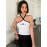 Letter Graphic Contrast Binding Halter Top