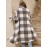 Buffalo Plaid nt Lapel Neck Double Breasted Drop Shoulder Flannel Coat